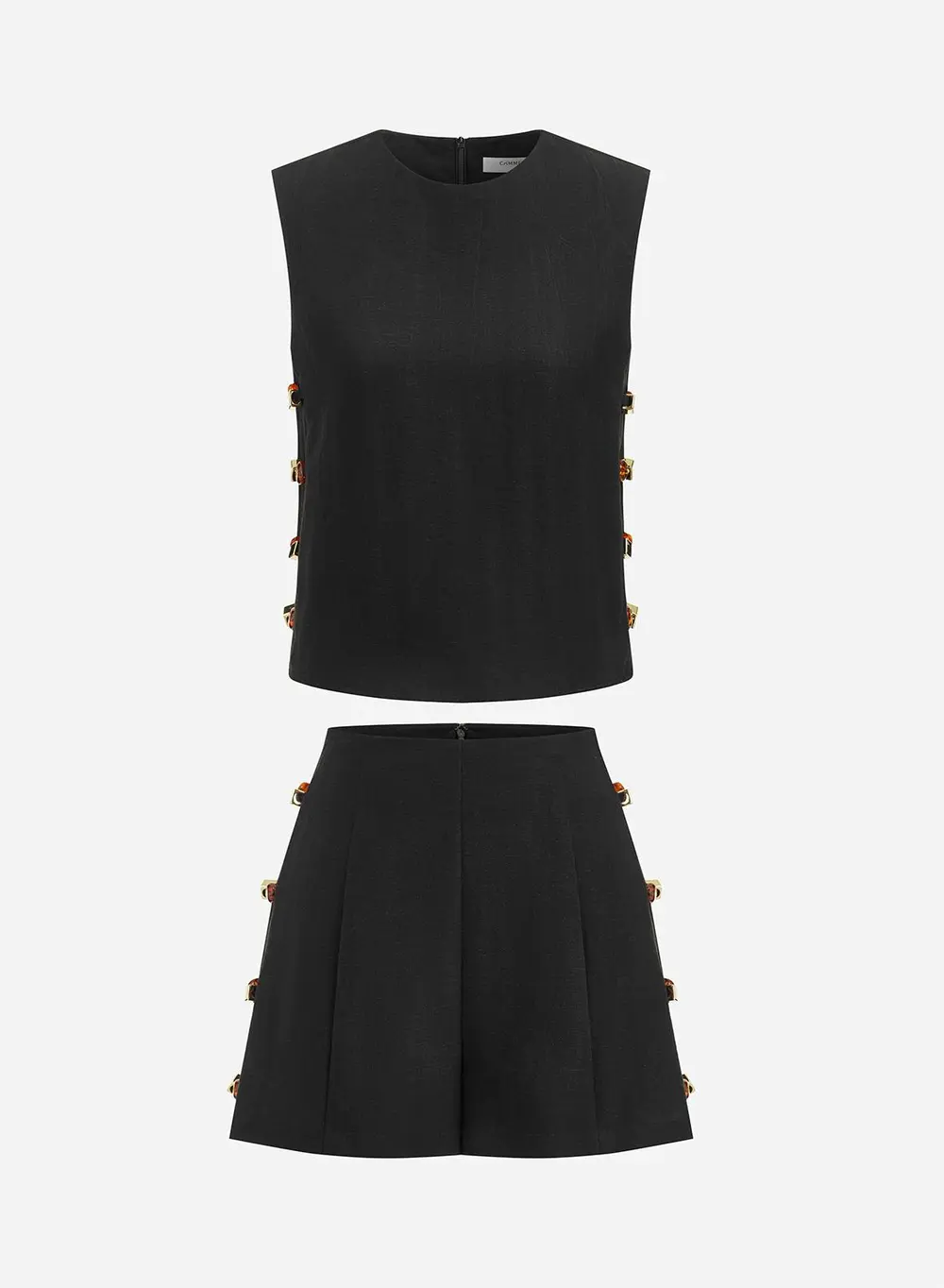 Tortoiseshell Detail Sleeveless Top & Shorts Set