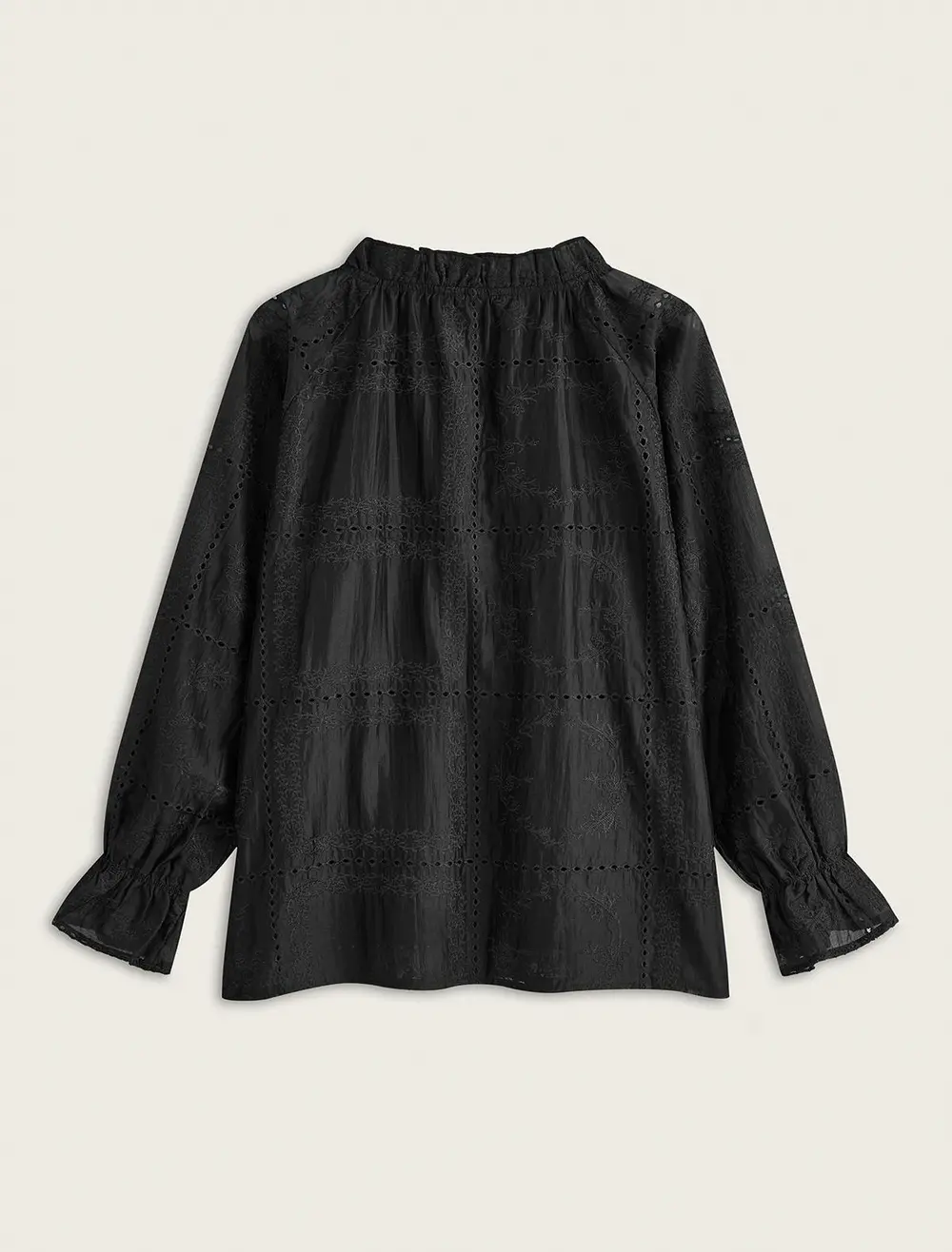 Embroidery Detail Long Sleeve Shorts Set