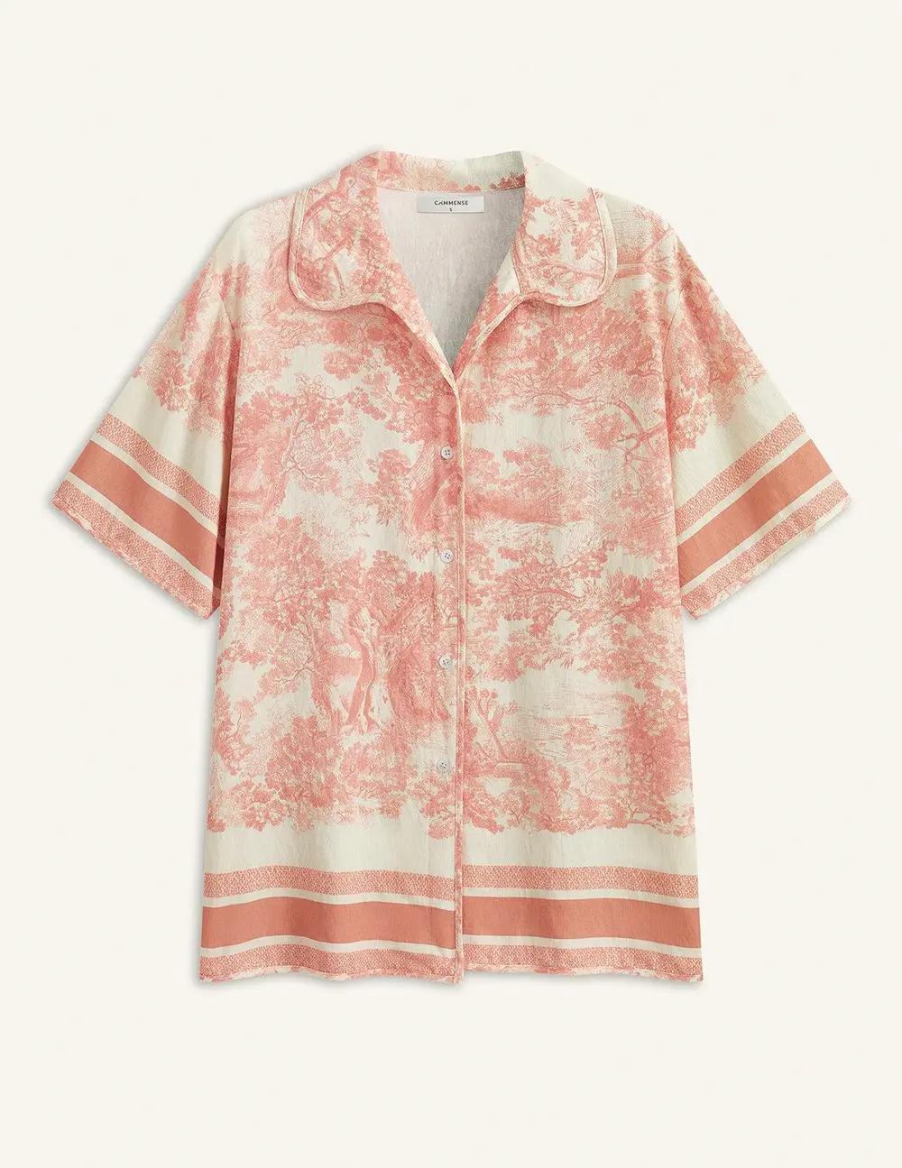 Printed Contrast Trim Shorts Set