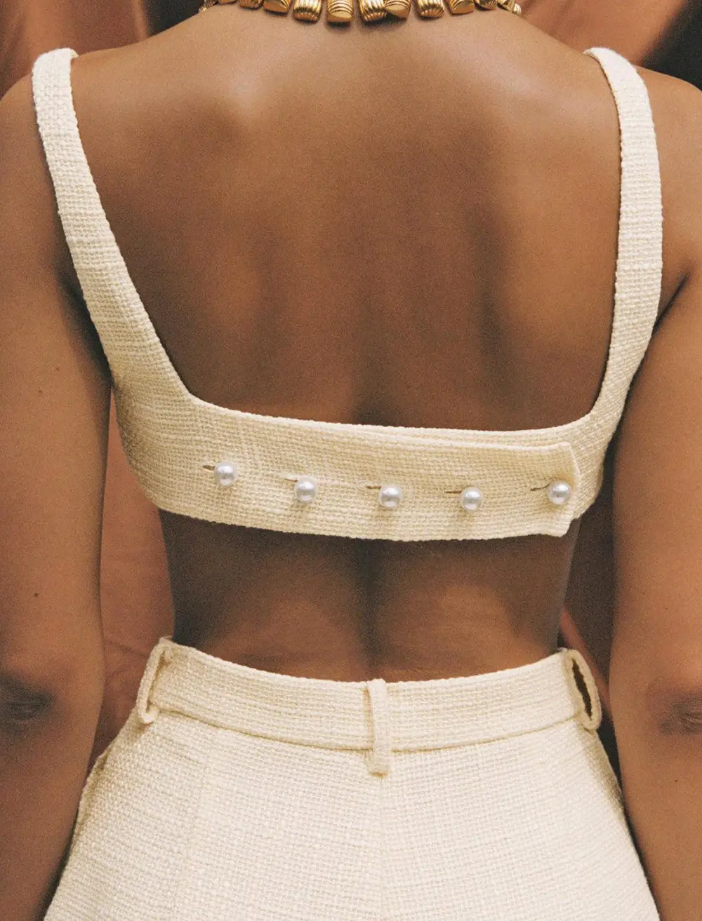 Tweed Backless Plain Shorts Set