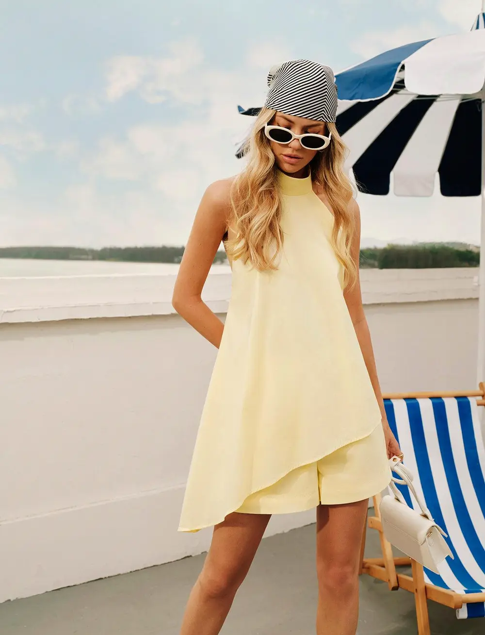 Button Asymmetrical Backless Shorts Set