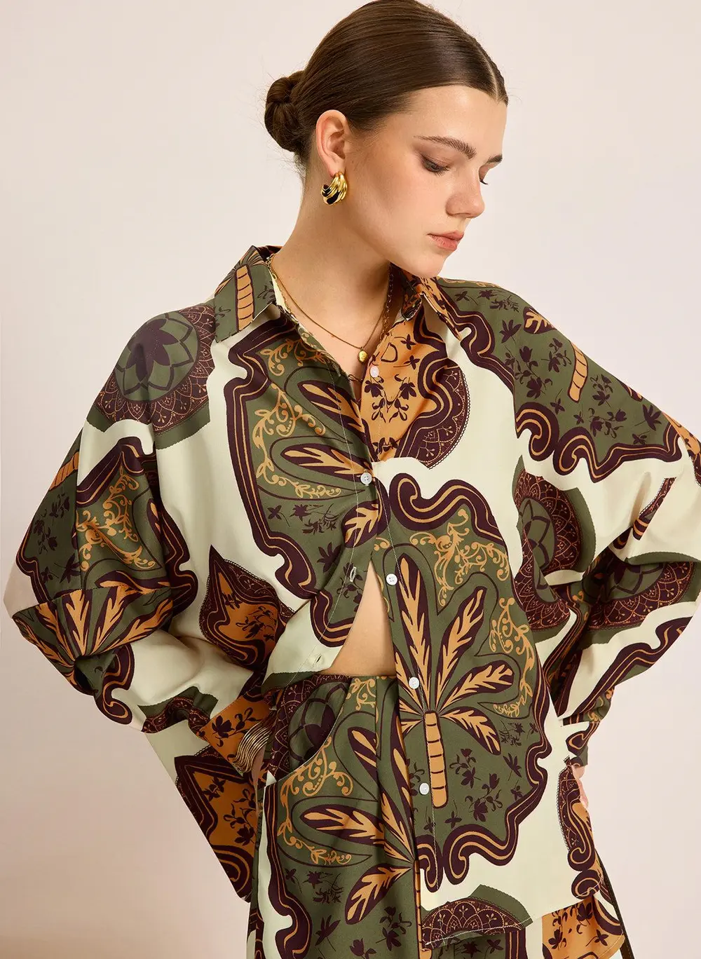 Printed Shirt Shorts Set