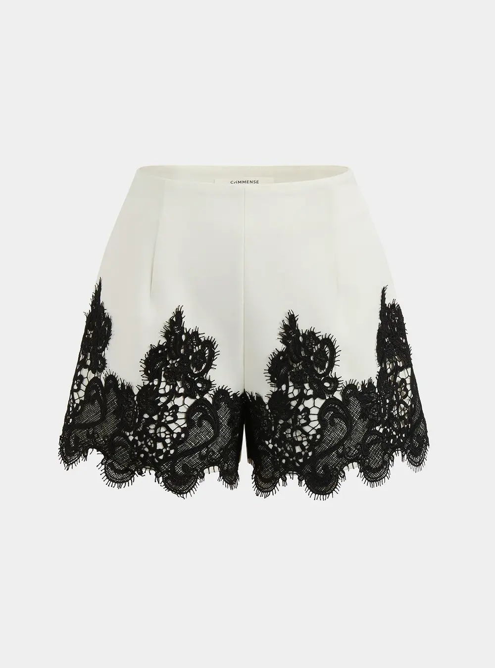 Contrast Lace Trim Mid-Waist Shorts