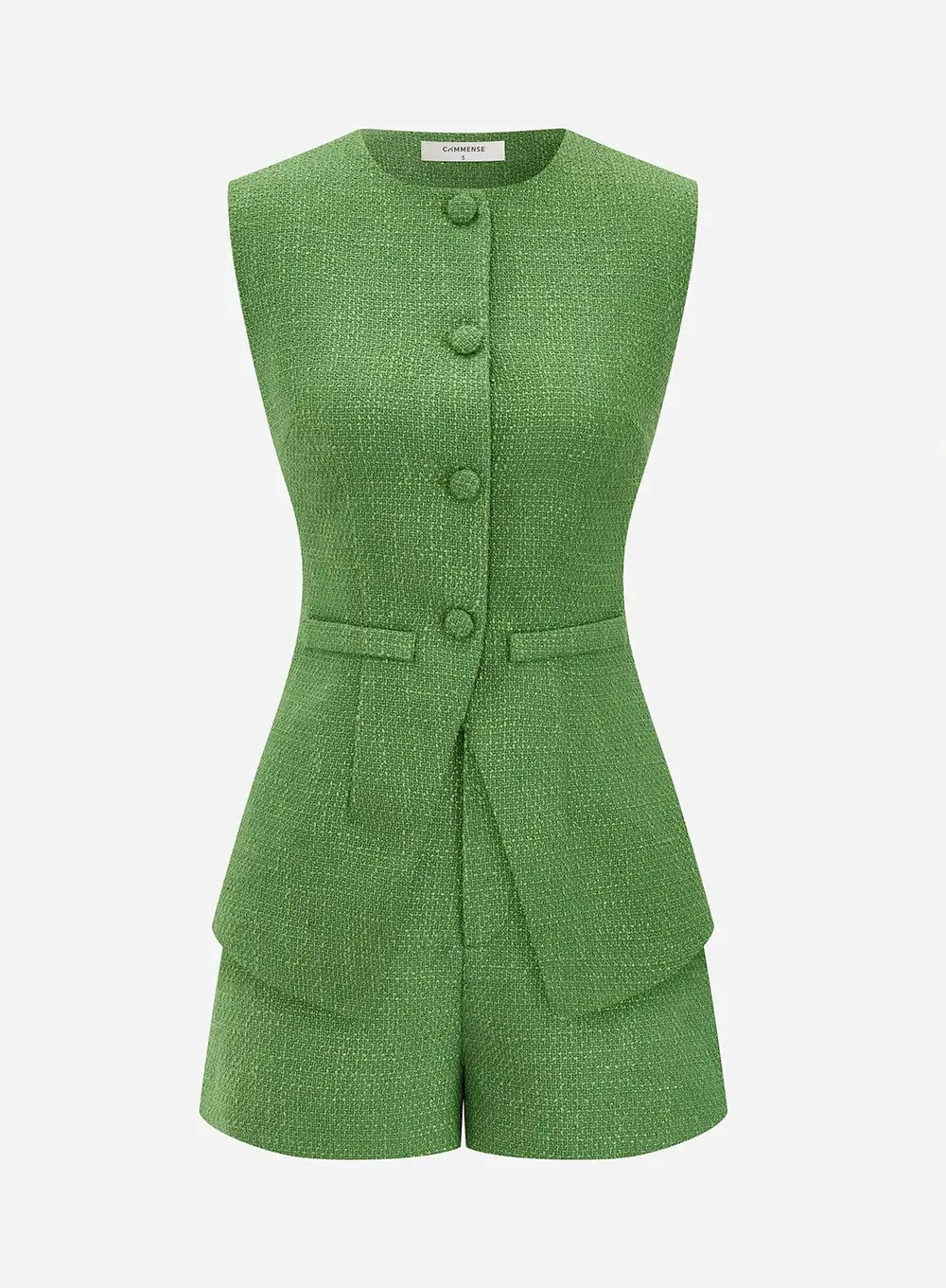 Tweed Sleeveless Vest & Shorts Set