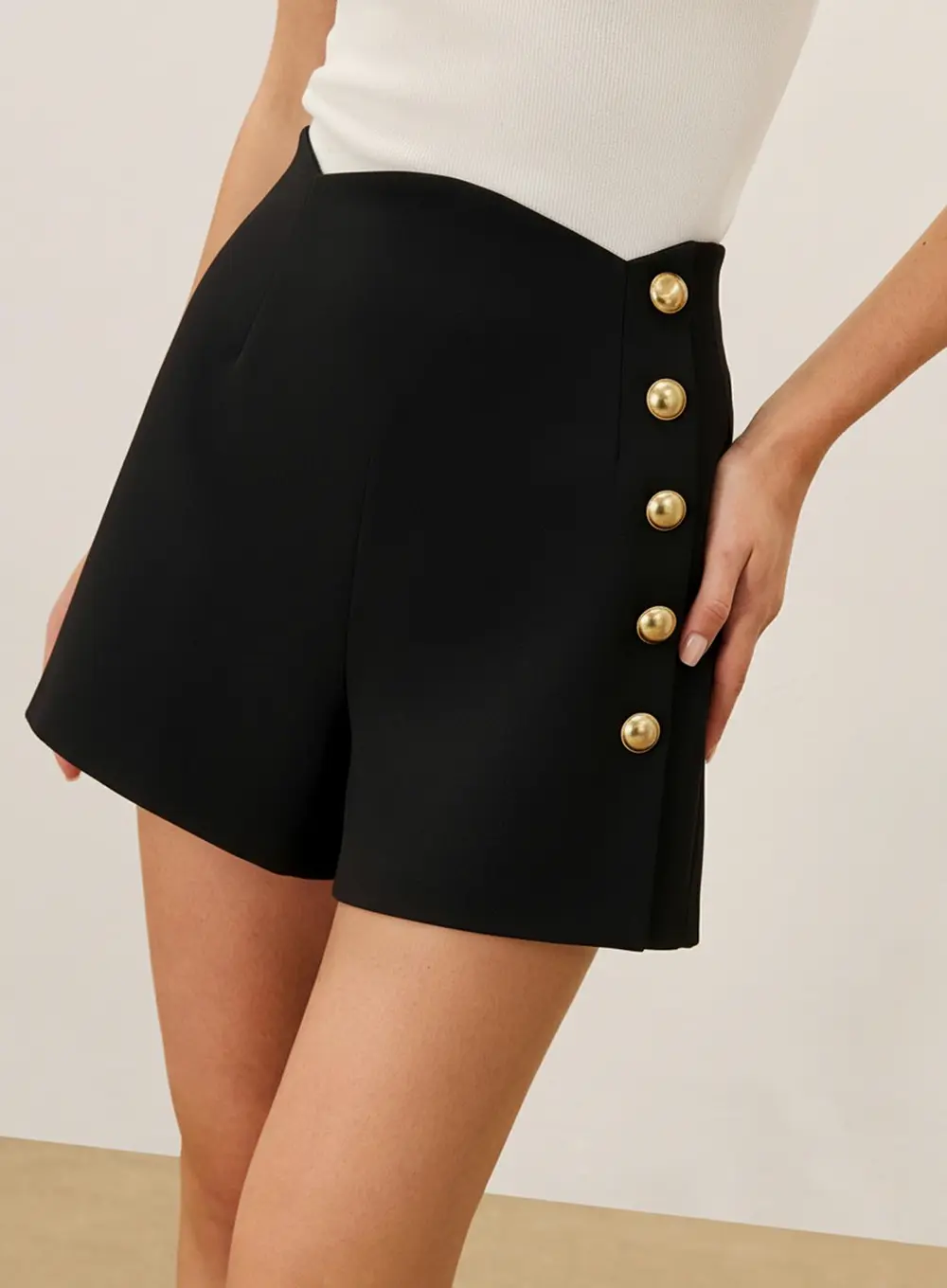 Metal Detail High-Waist Shorts