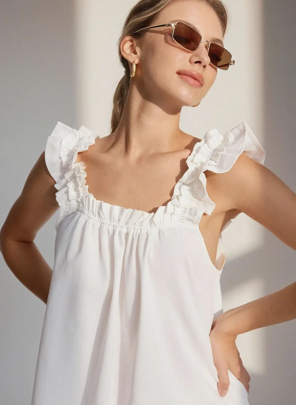 Pure Cotton Ruffle Shorts Set