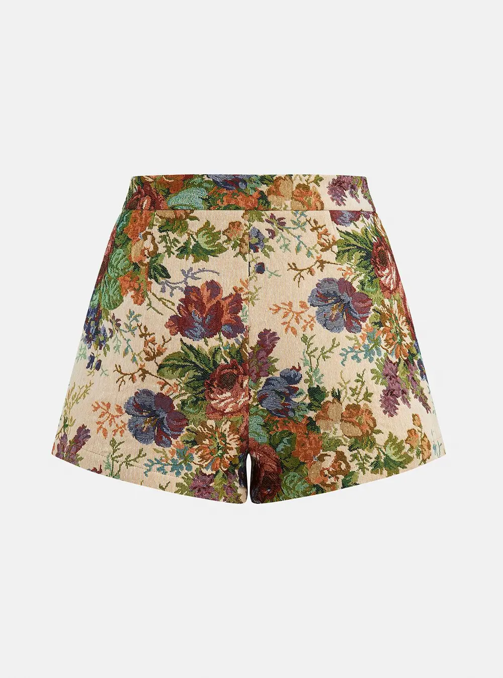 Floral Jacquard Mid-Waist Shorts