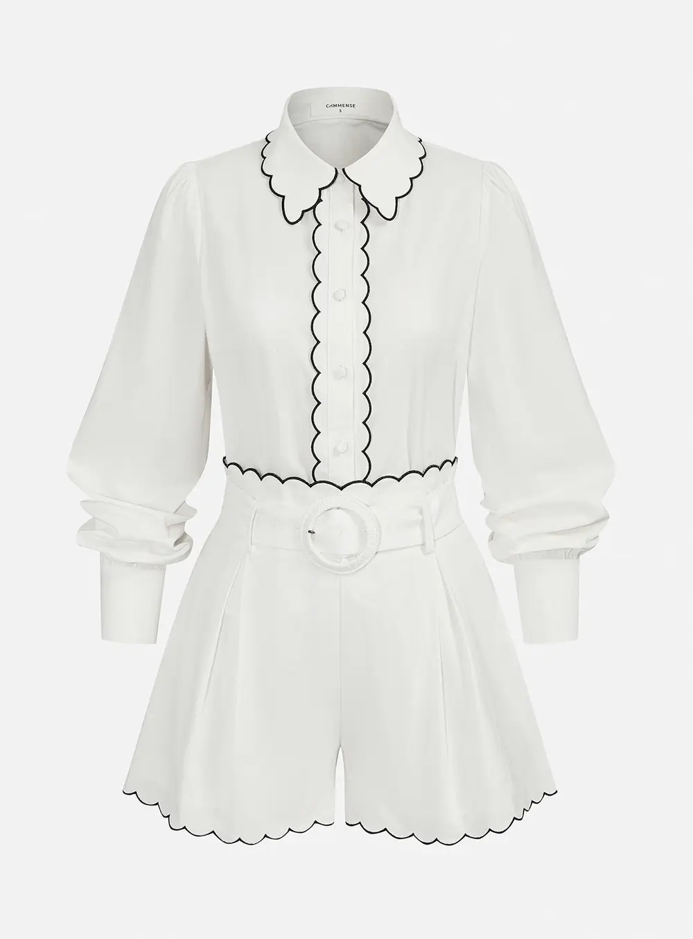 Cotton Scallop Trim Shirt & Shorts Set