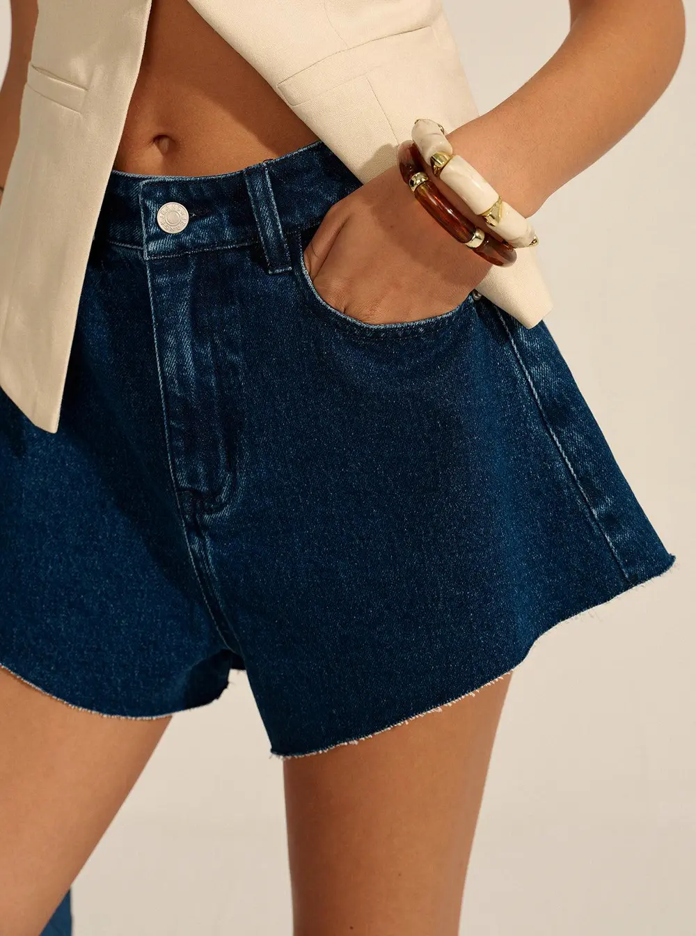 Mid-Waisted Denim Shorts