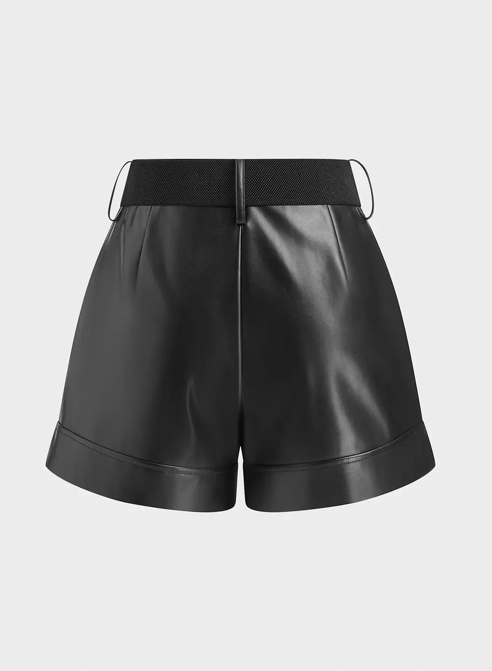 Belted Faux Leather Shorts