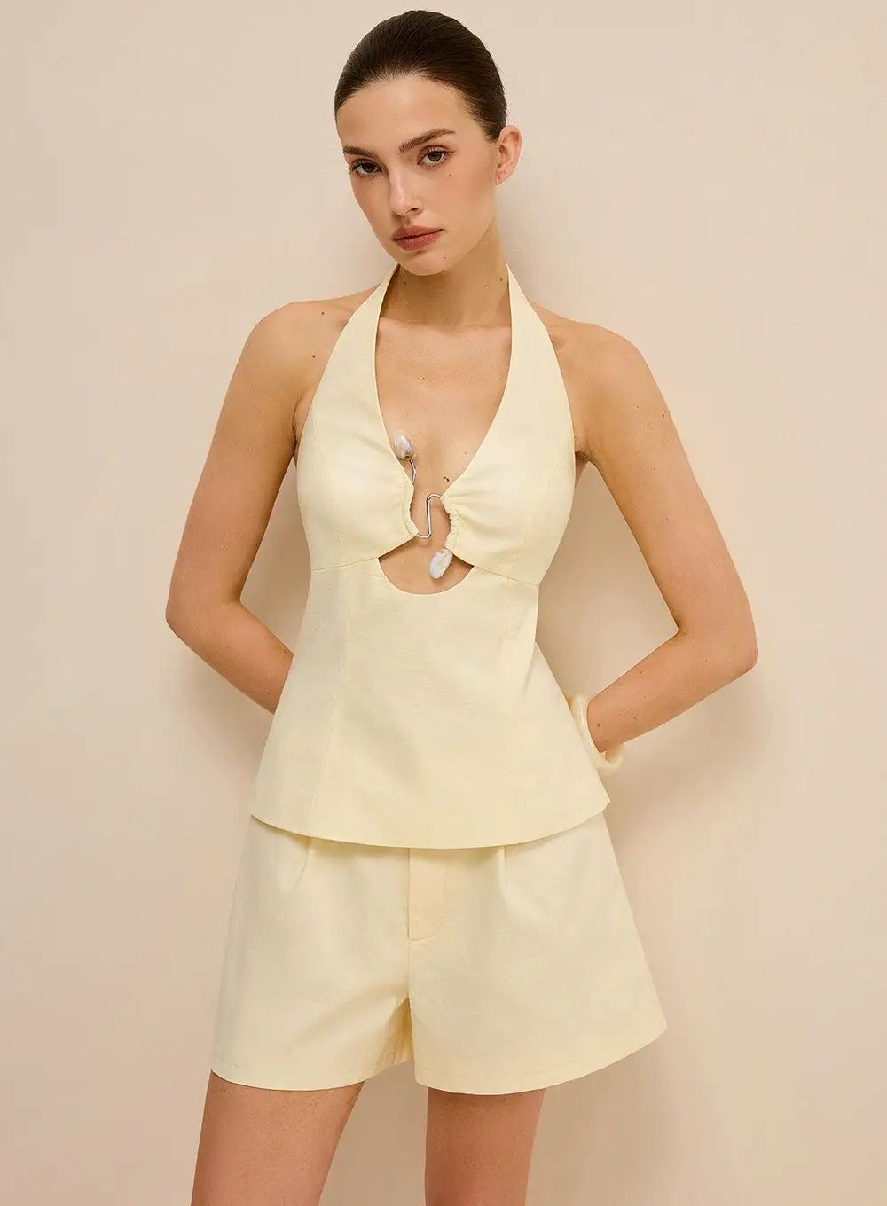 Halter Cut-Out Top and Shorts Set