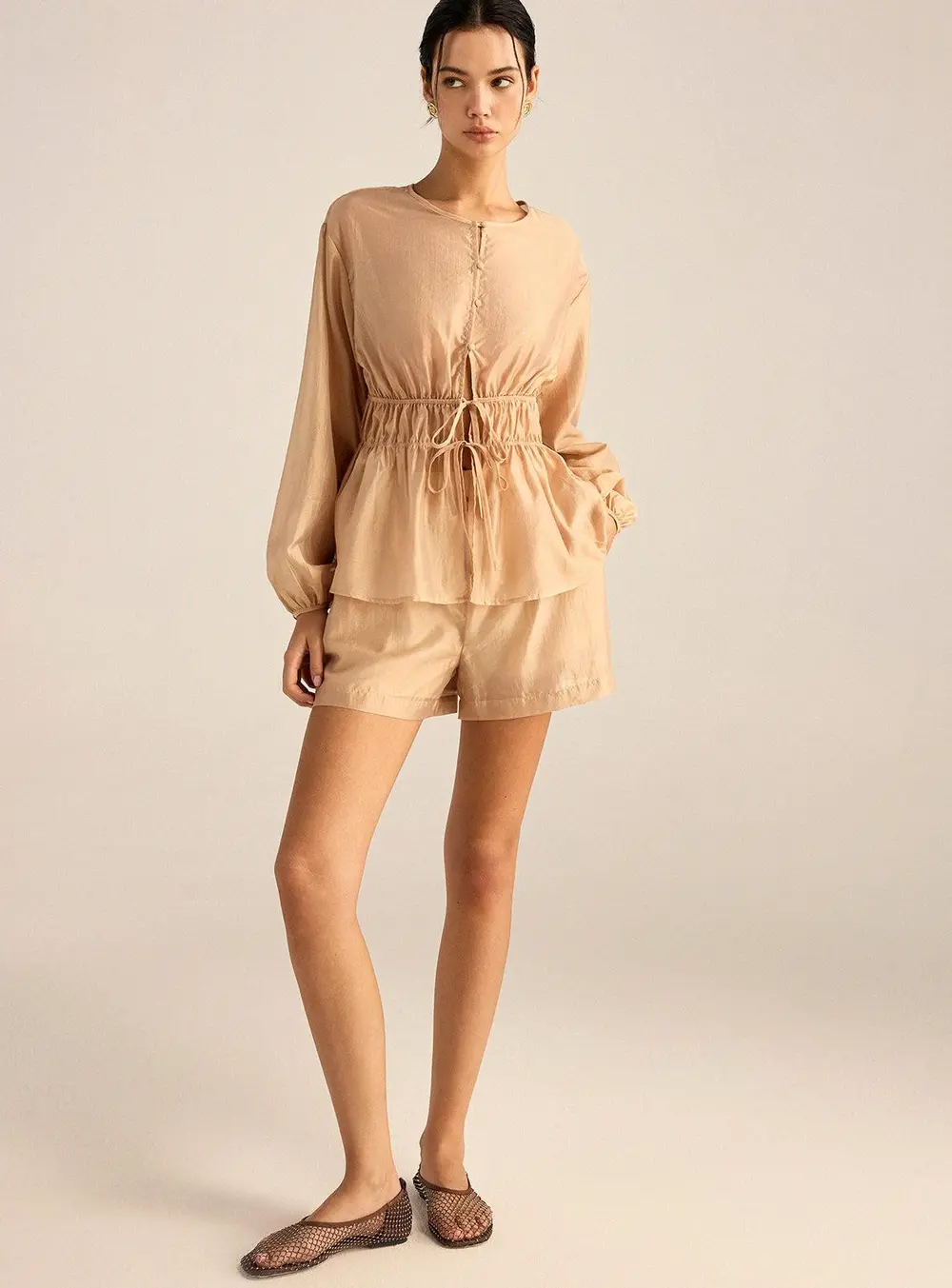 Tencel Tie-Waist Top and Shorts Set