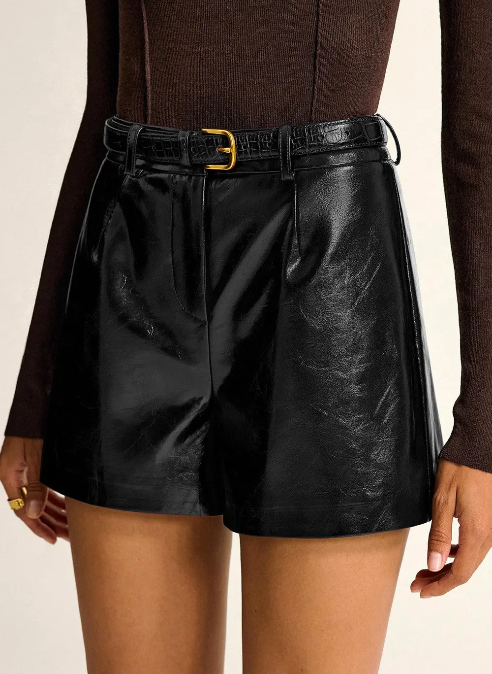 PU Leather Shorts without Belt