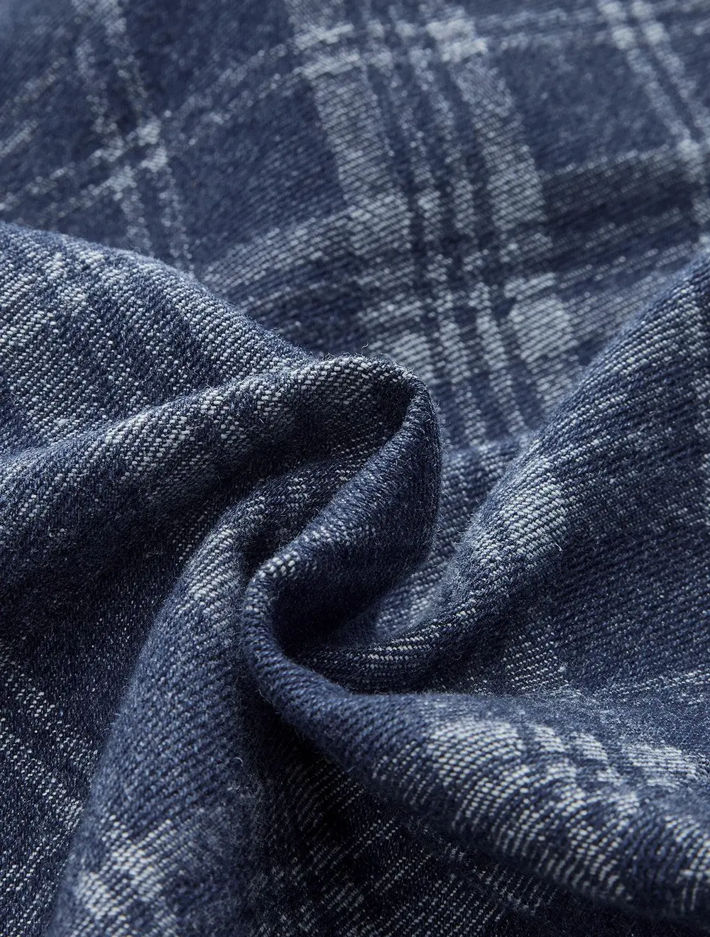 Checkered Print Mid-Waist Denim Short