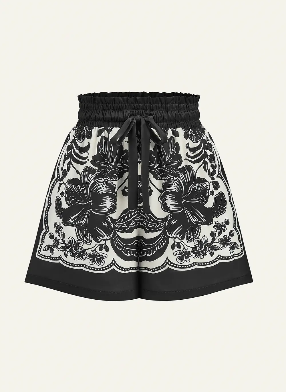Floral Print Elastic Waistband Shorts