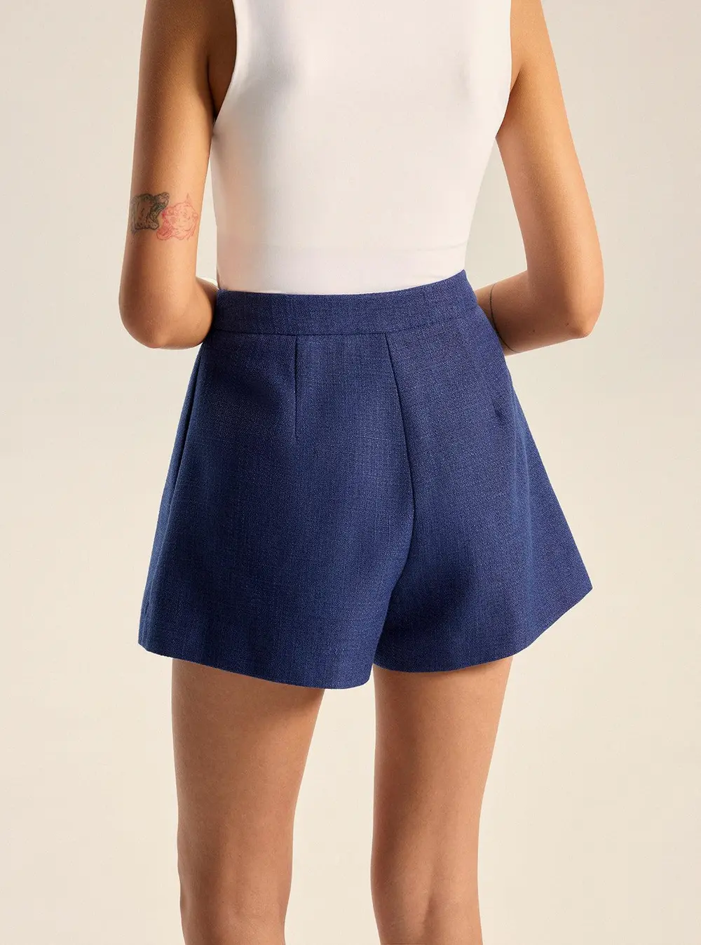 Mid-Waisted Pleated Shorts
