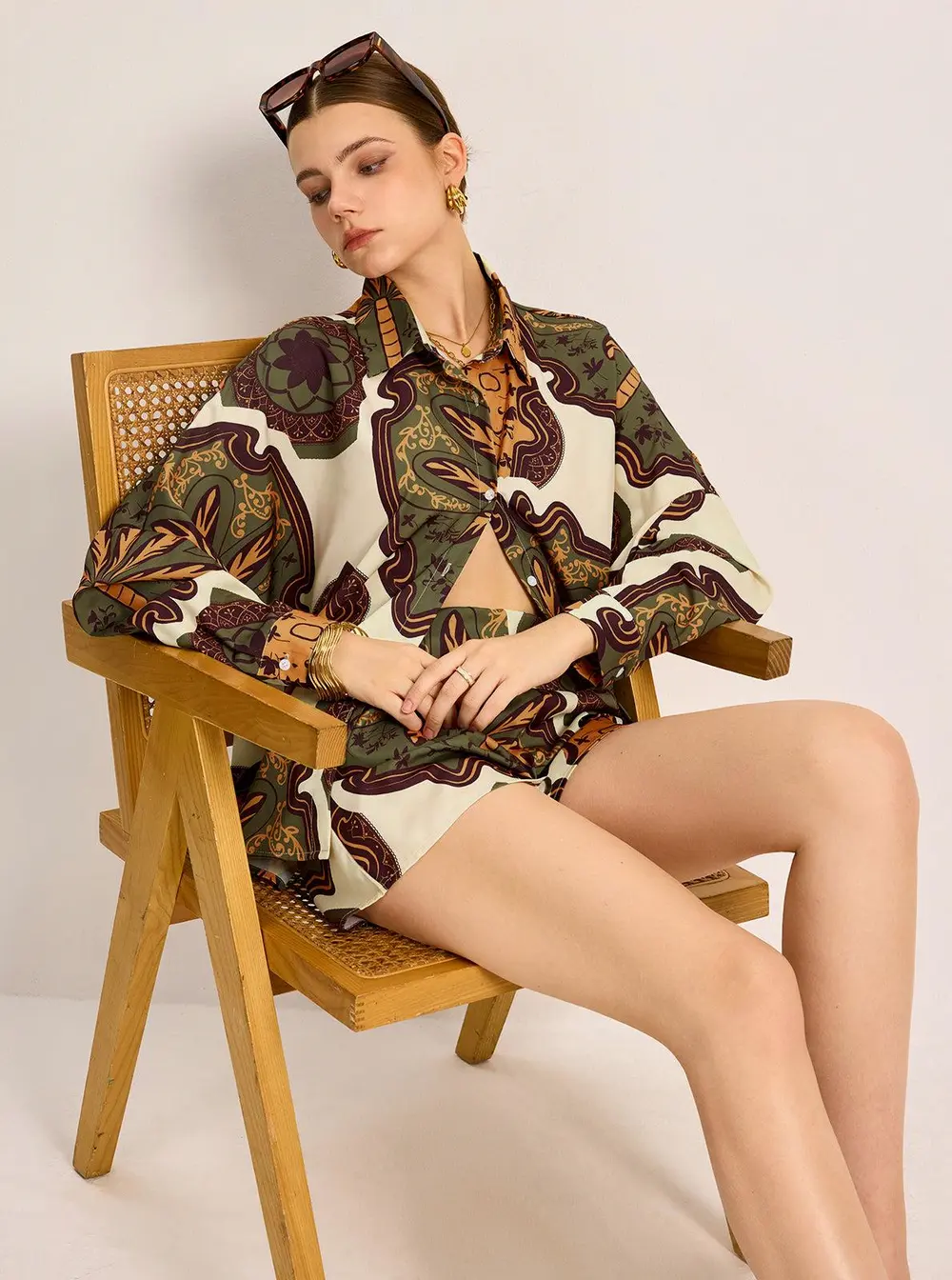 Printed Shirt Shorts Set