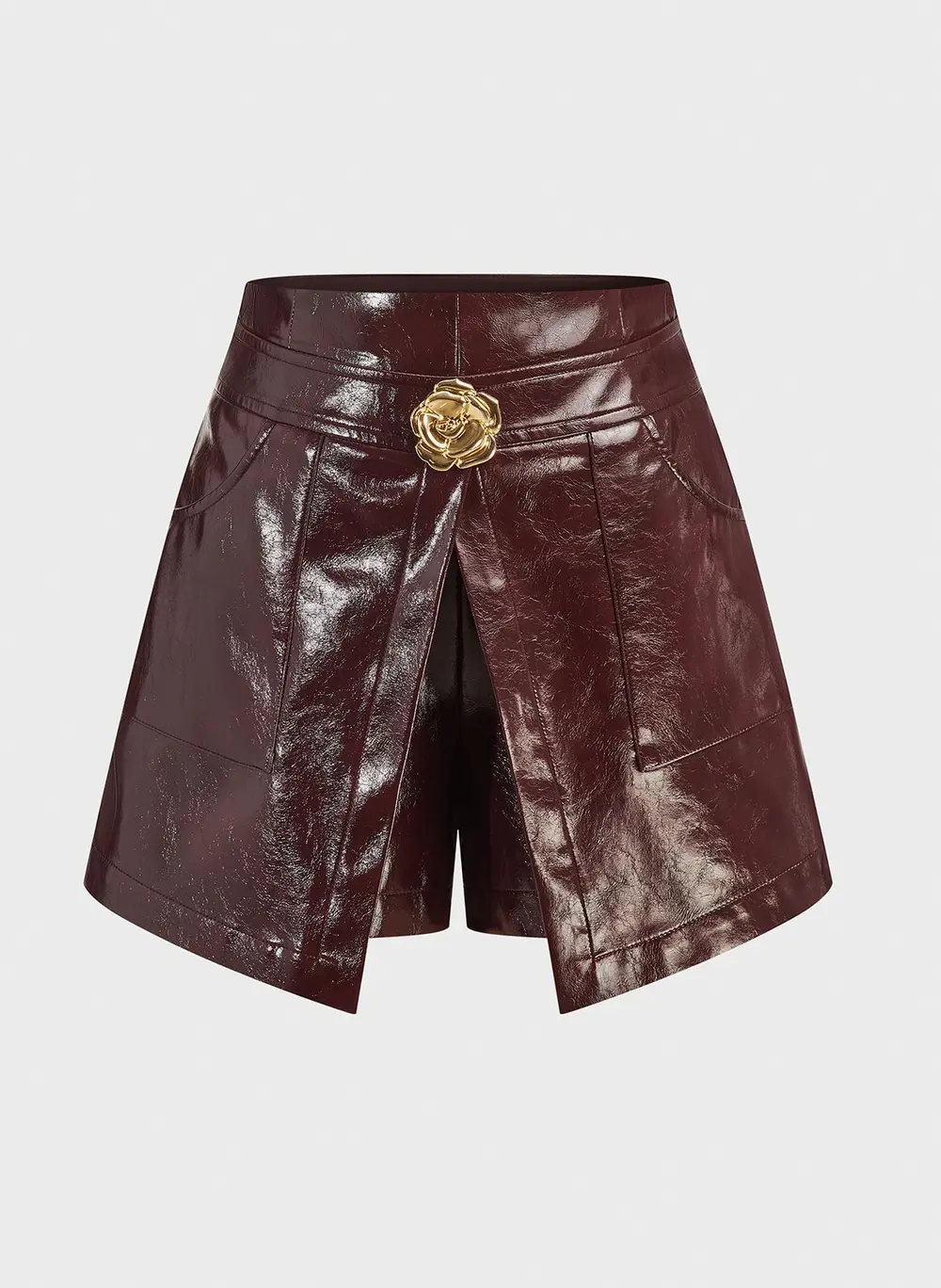 Metal Rose Faux Leather Skort