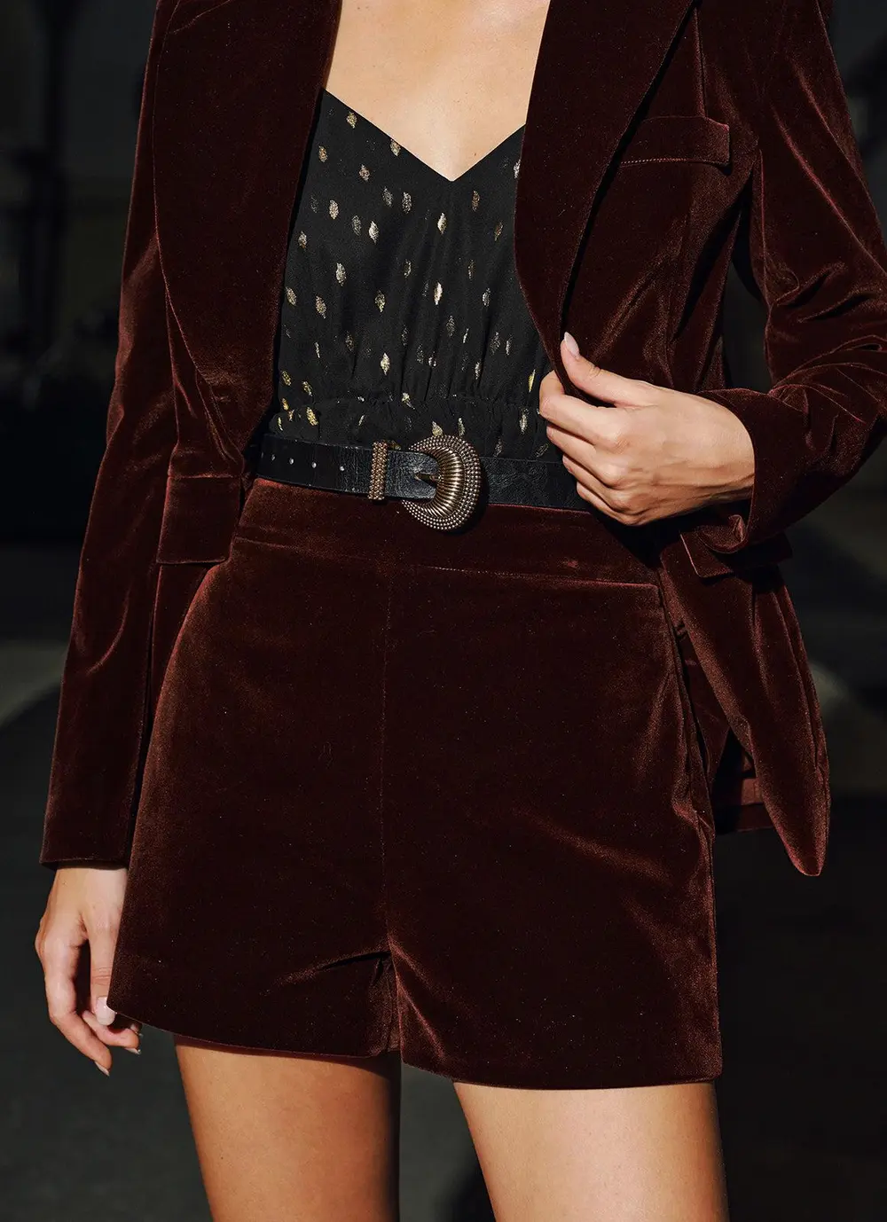 Velvet Mid-Waist Shorts