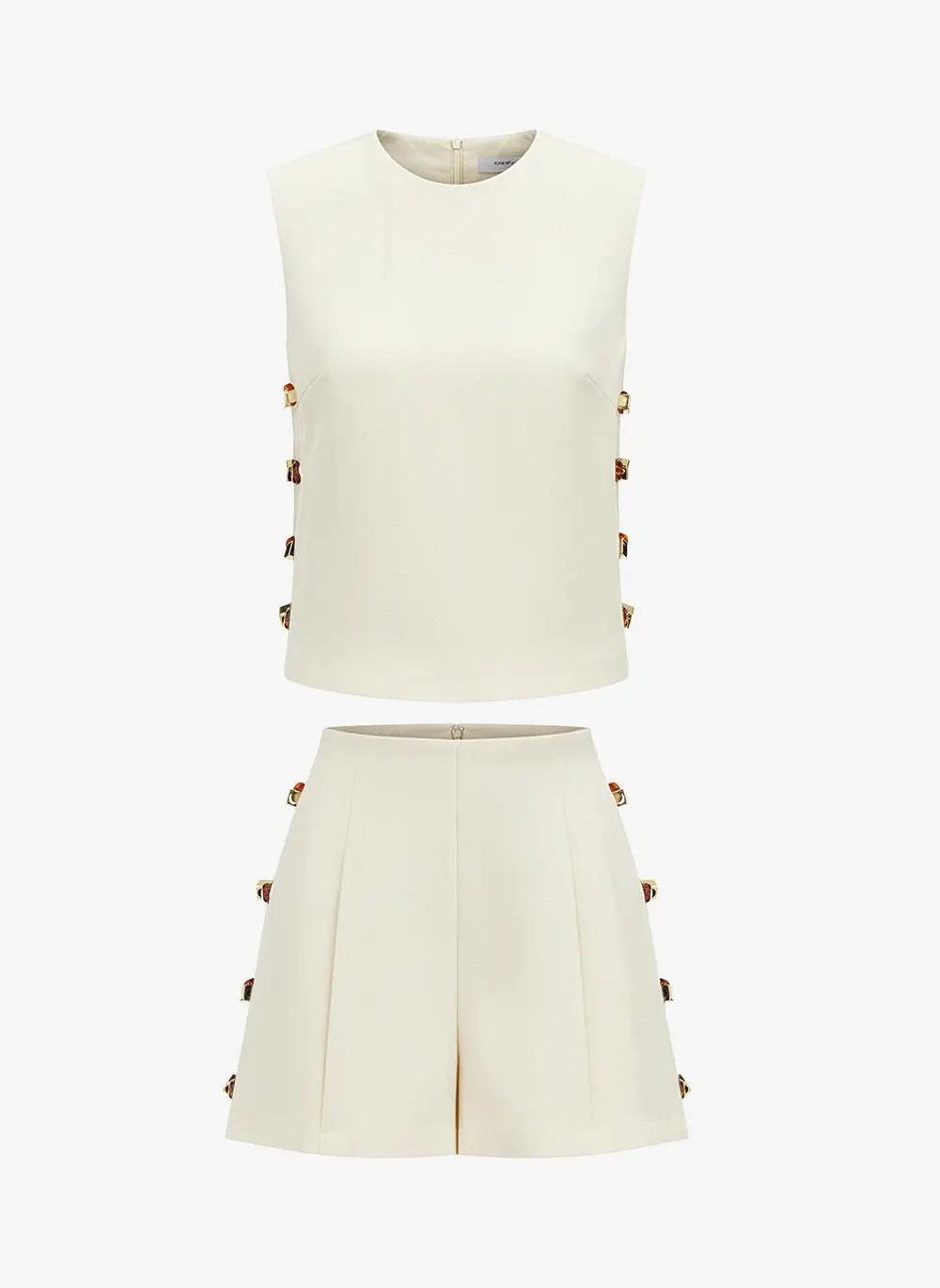 Tortoiseshell Detail Sleeveless Top & Shorts Set