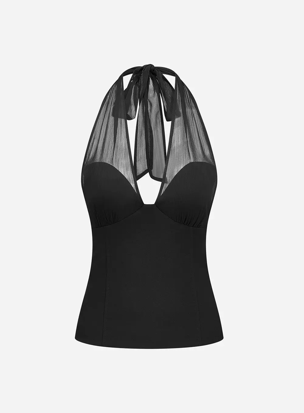 Sheer Halter Neck Top & Shorts Set