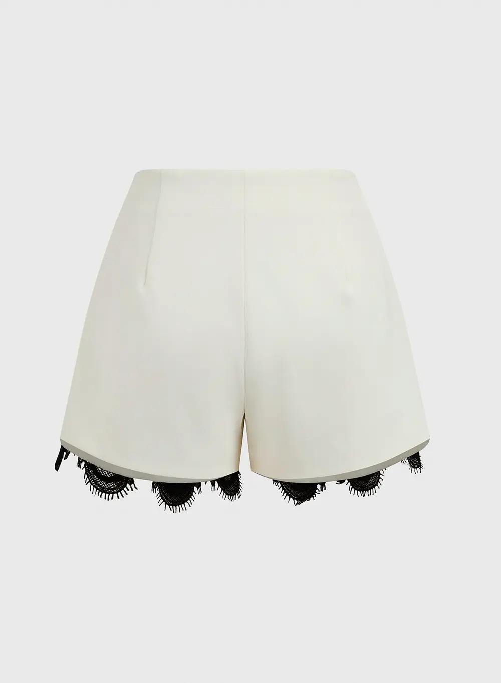 Contrast Lace Trim Mid-Waist Shorts