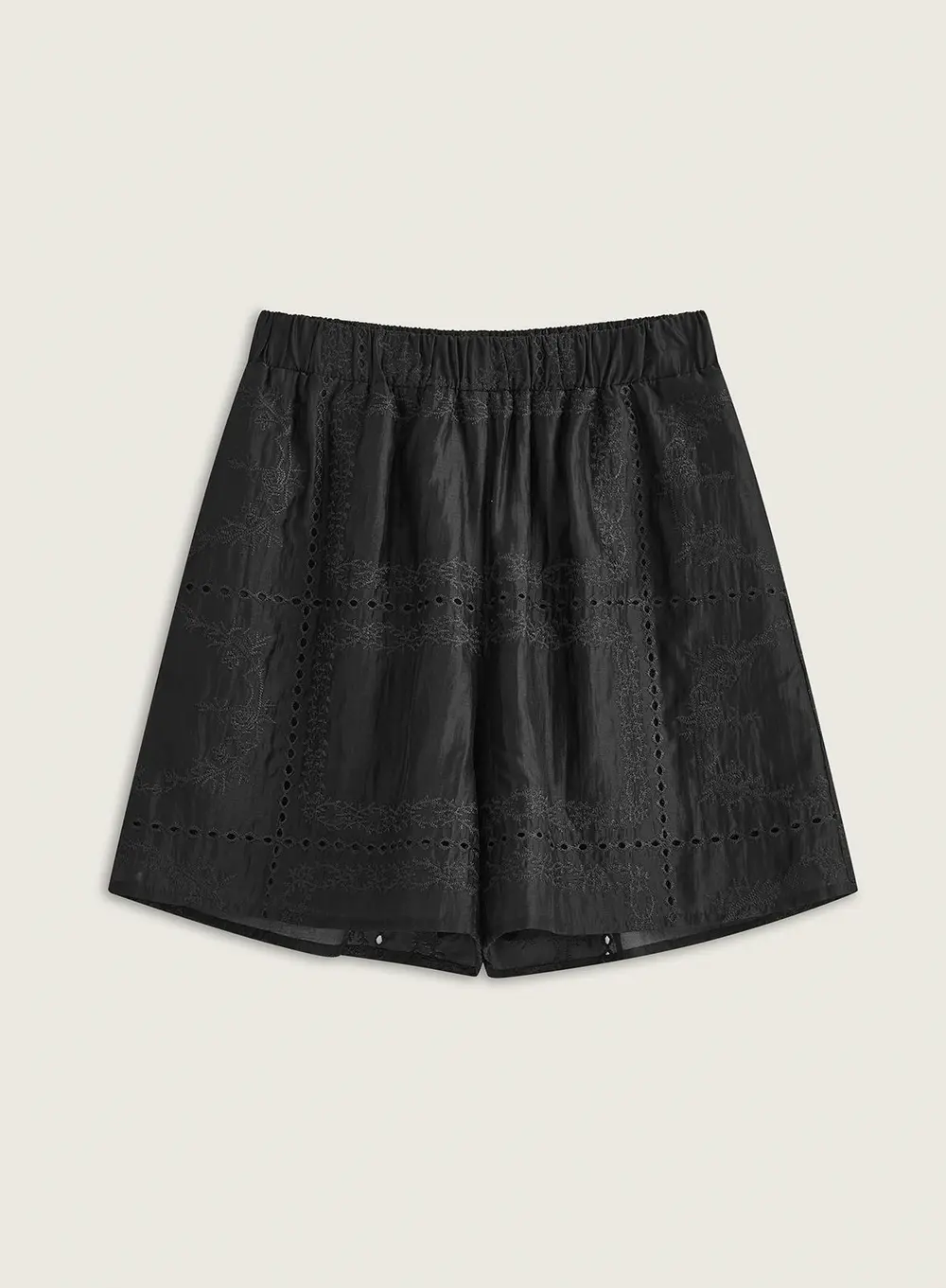 Embroidery Detail Long Sleeve Shorts Set