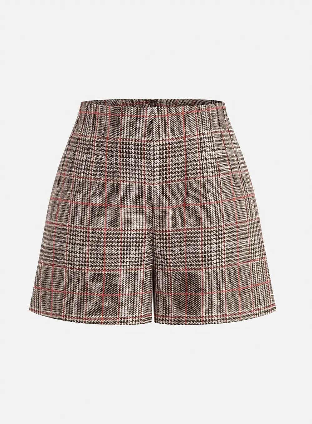 High-Waist Plaid Tweed Shorts