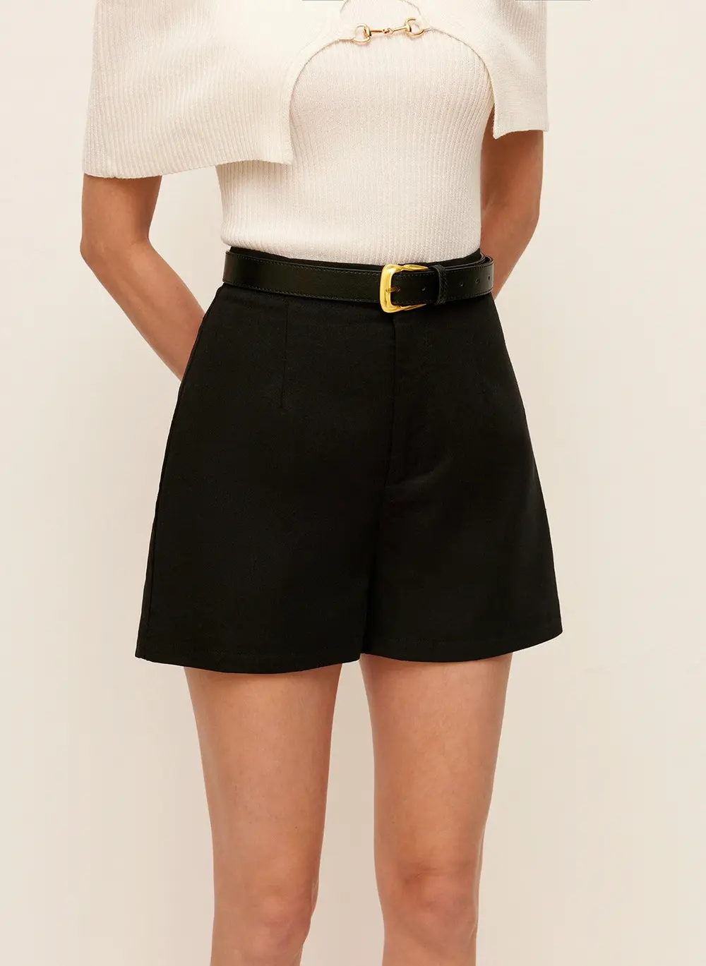 Cotton & Linen Pocket Detail Shorts Without Belt