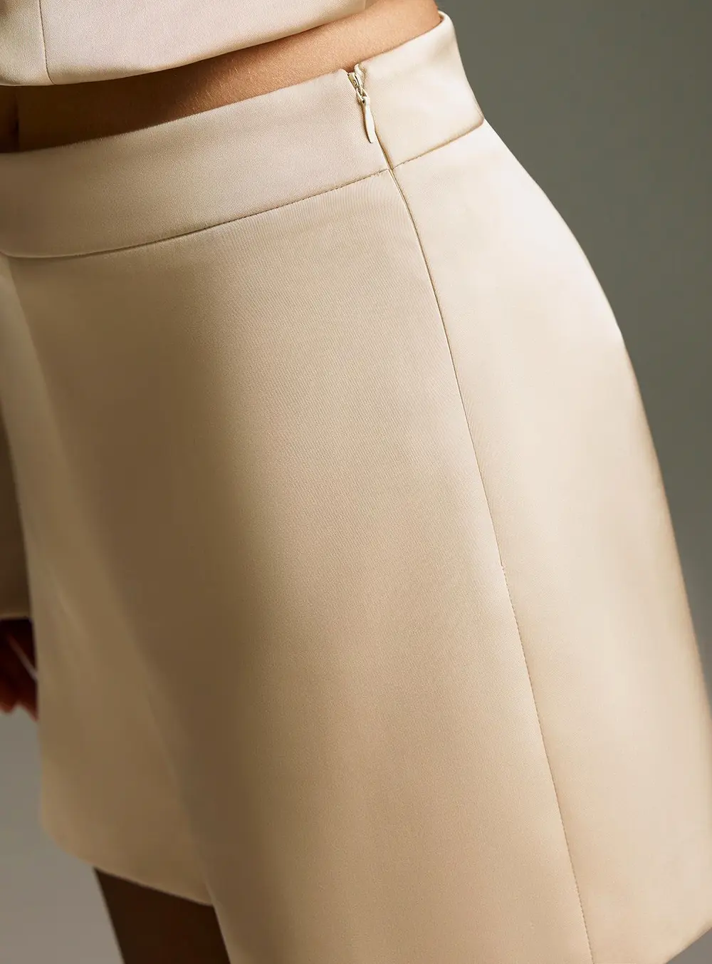 Satin Mid-Waisted Tailored Shorts