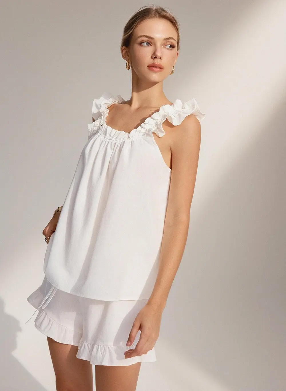 Pure Cotton Ruffle Shorts Set