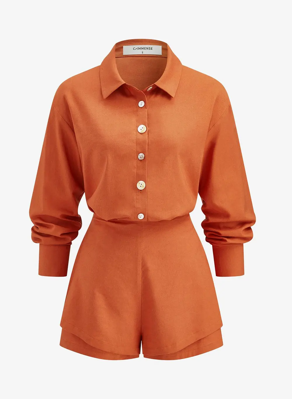 Linen Blend Shirt & Layered Hem Shorts Set