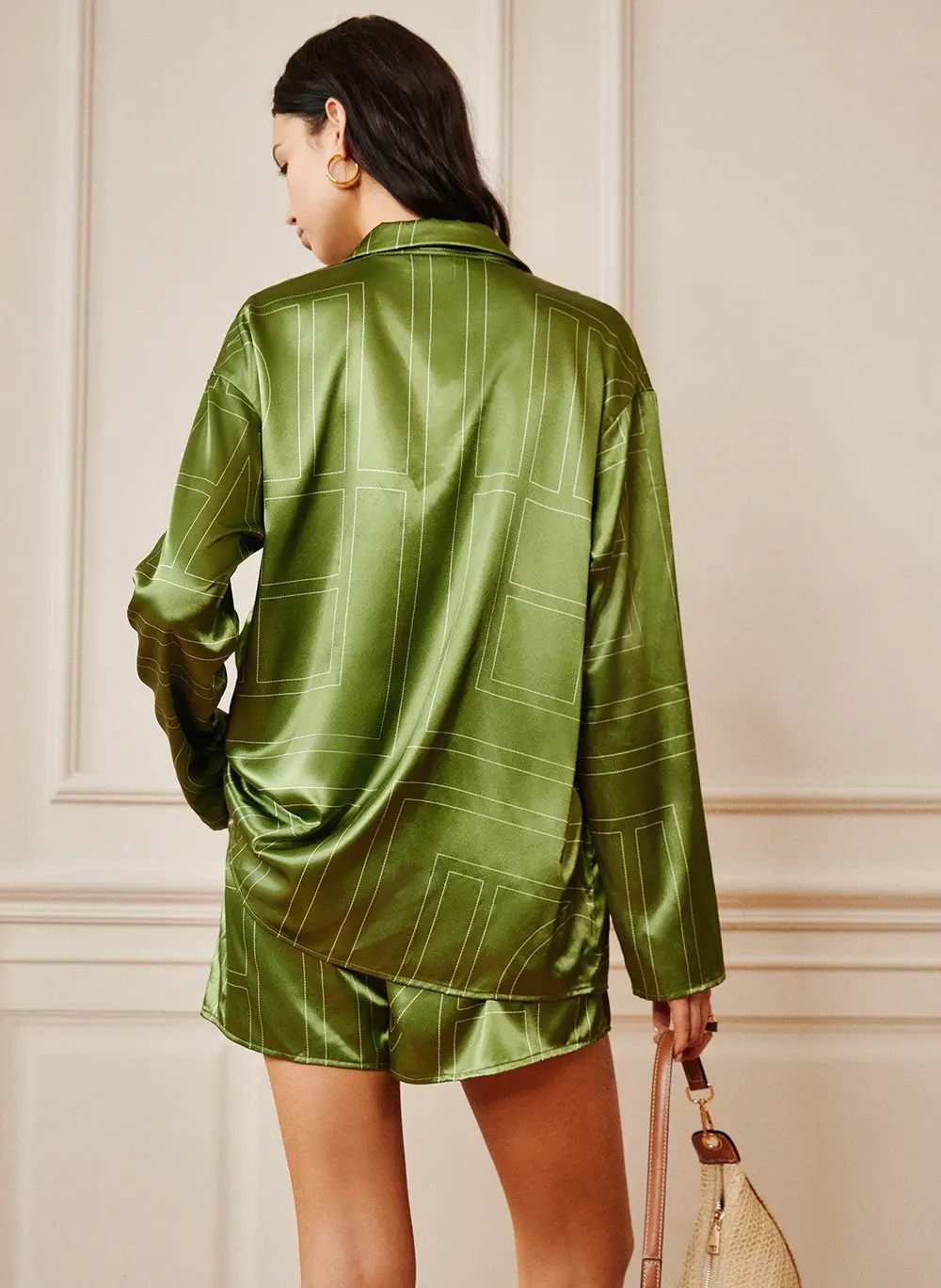 Satin Drawstring Shorts Set