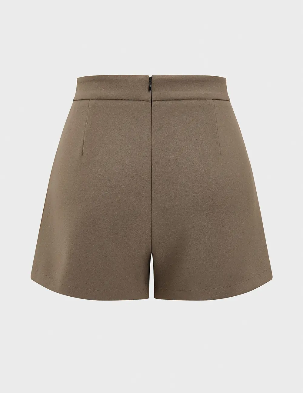 Metal Button Mid-Waist Pleated Shorts