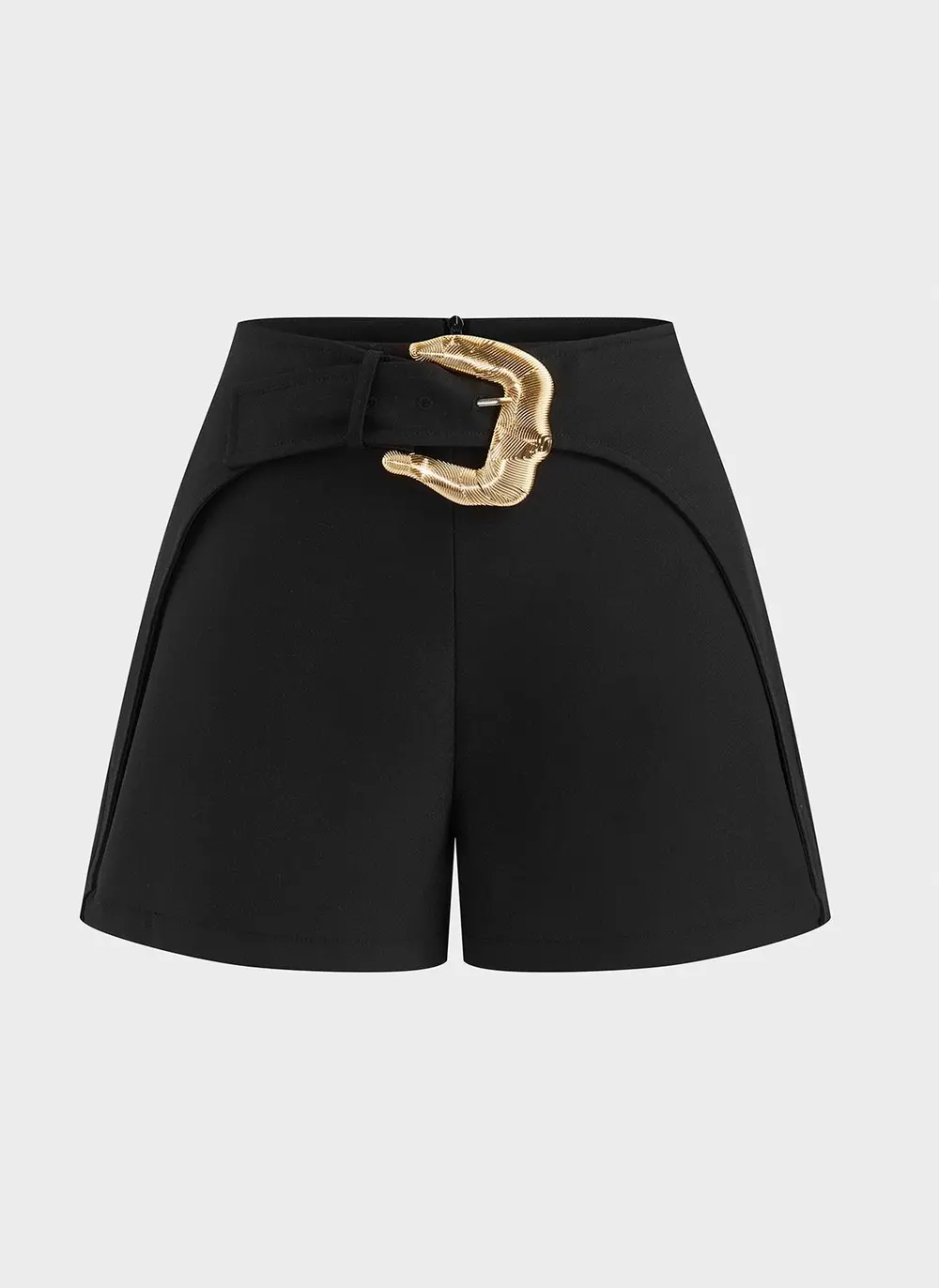 Linen-Blend Pleated Top & Buckle Shorts Set