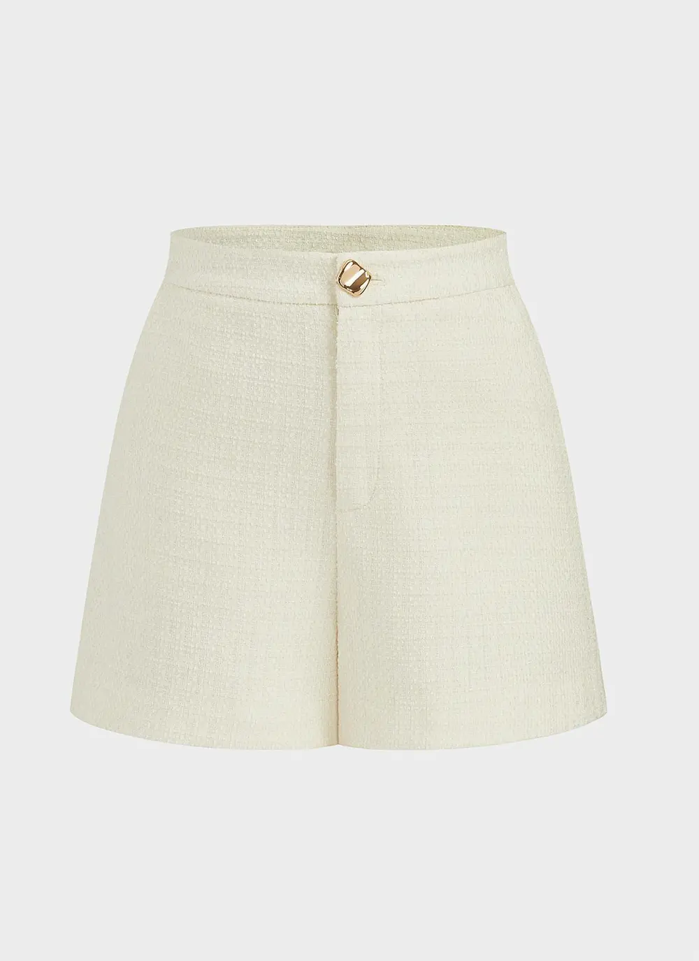 Metal Button Tweed Vest & Shorts Set