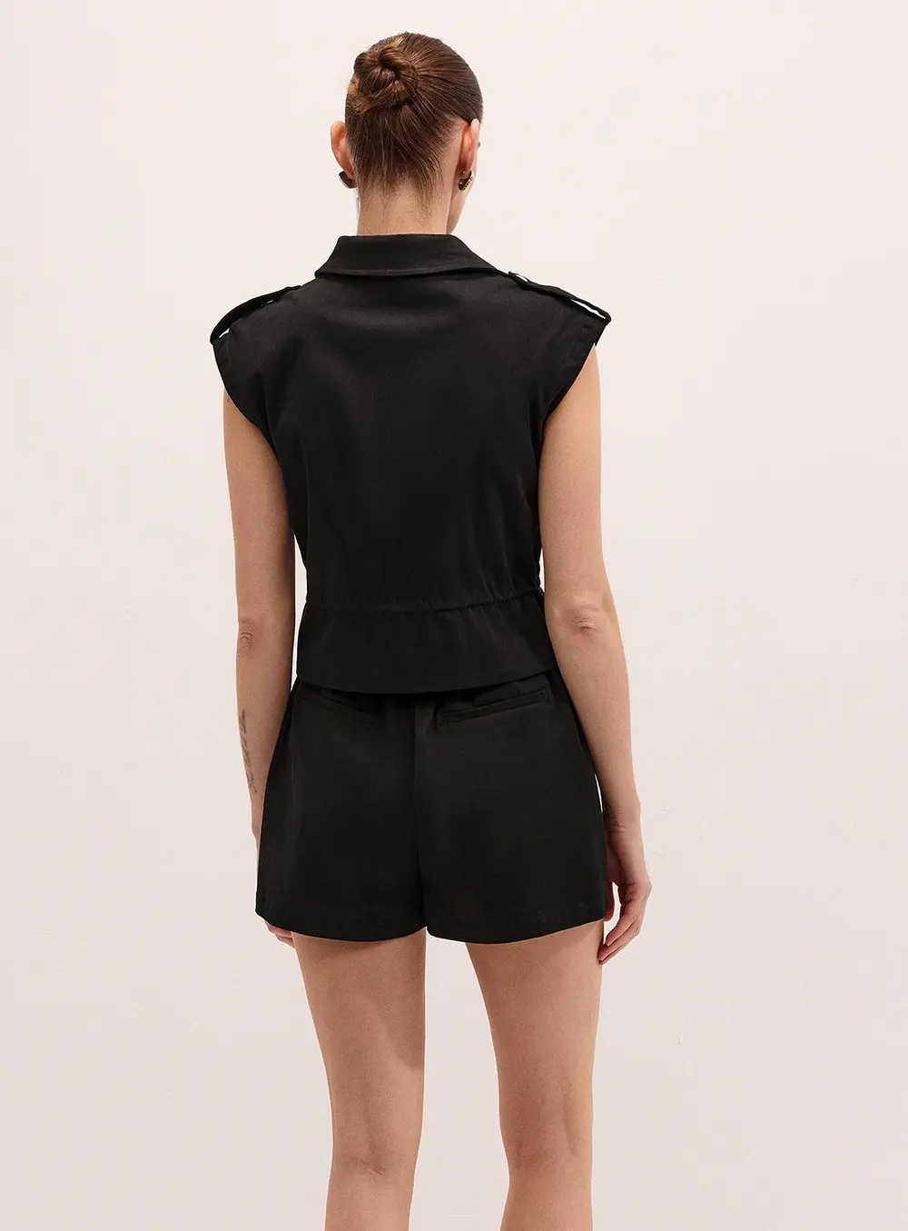 Cotton Blend Utility Vest & Shorts Set