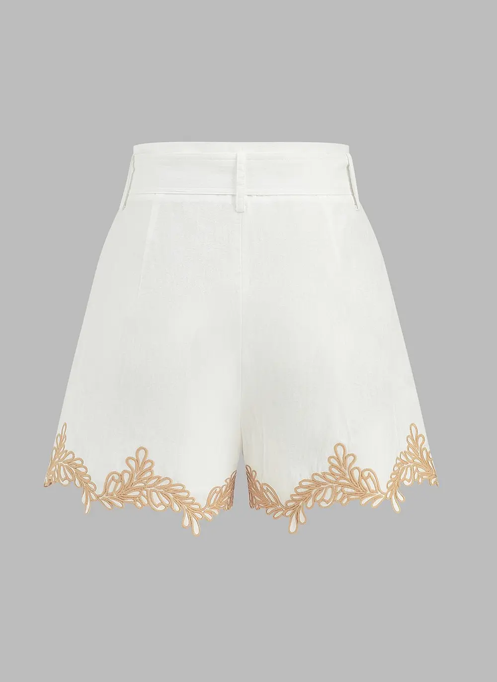 Cotton Embroidered Shirt & Belted Shorts Set