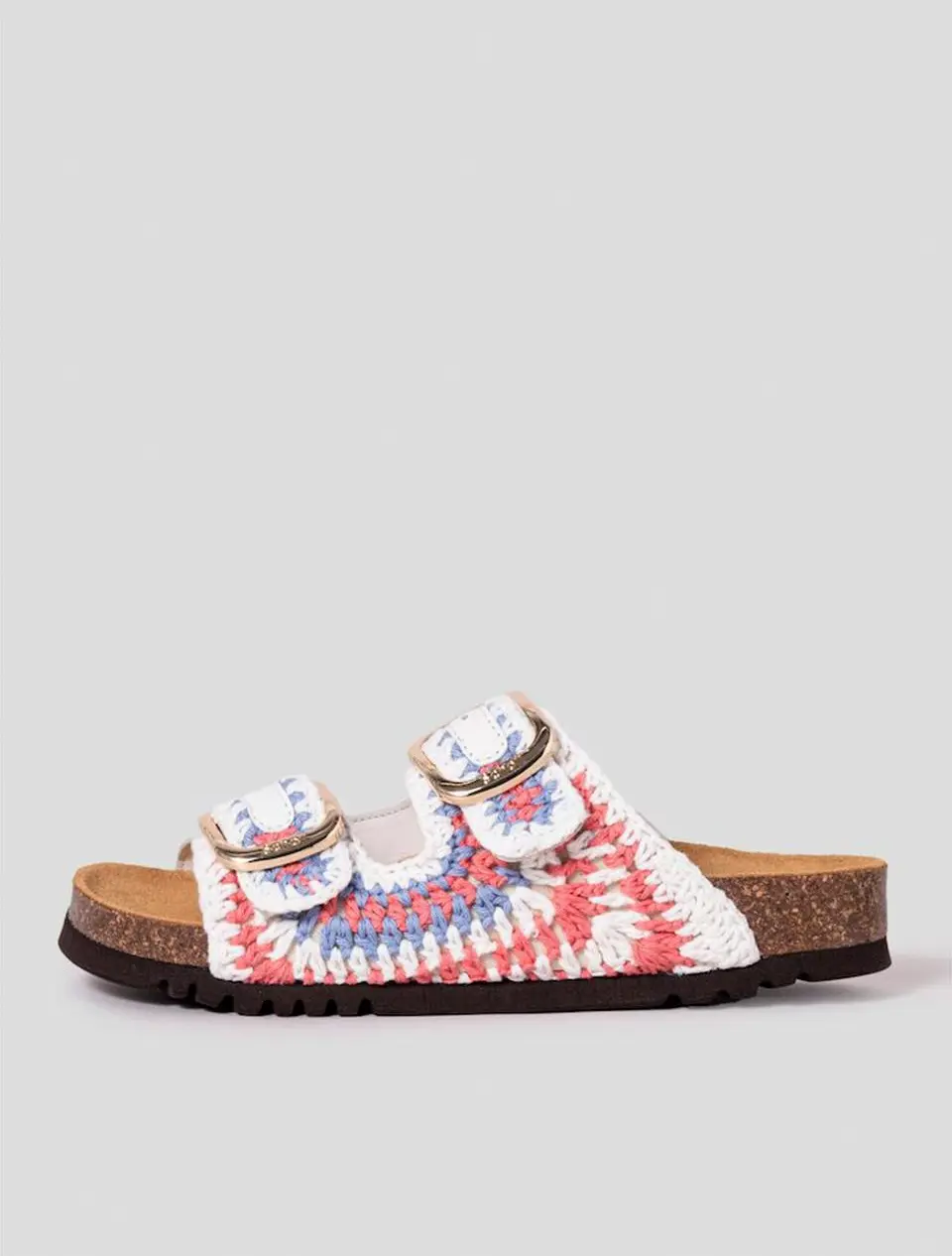 SCHOLL Cork Two-Strap Crochet Sandals [Beige] (HH54K2C19A)