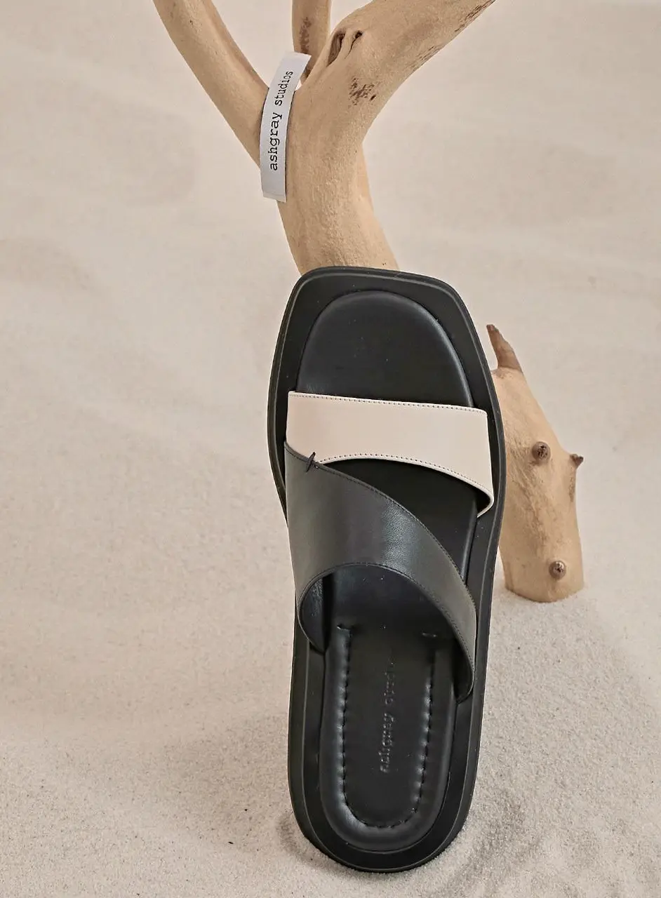 1527 Ranii Slippers Mule Heeled Sandals [Black]