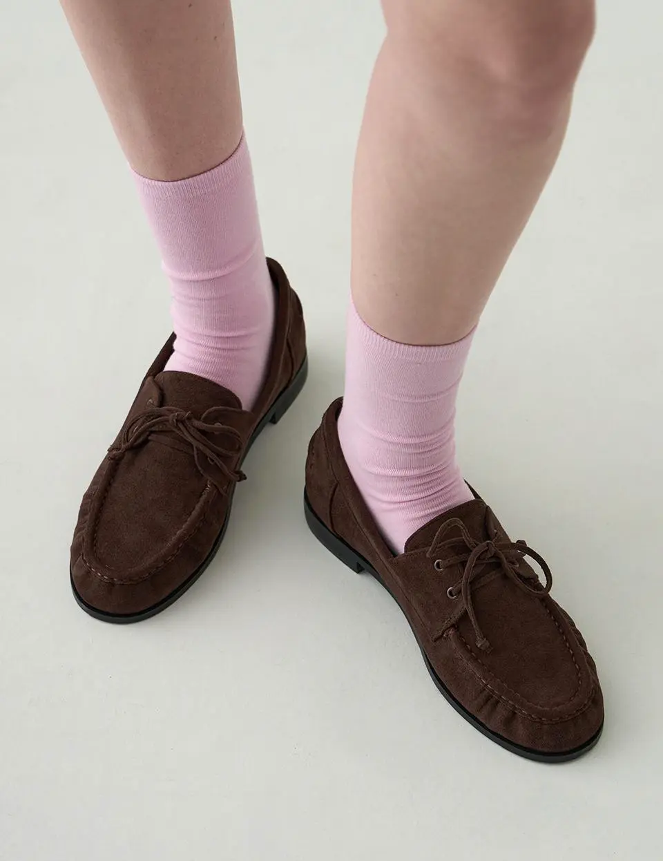 DRAWFIT WOMAN X GGUNIE Roa Suede Lace-up Loafer [MAHOGANY BROWN]