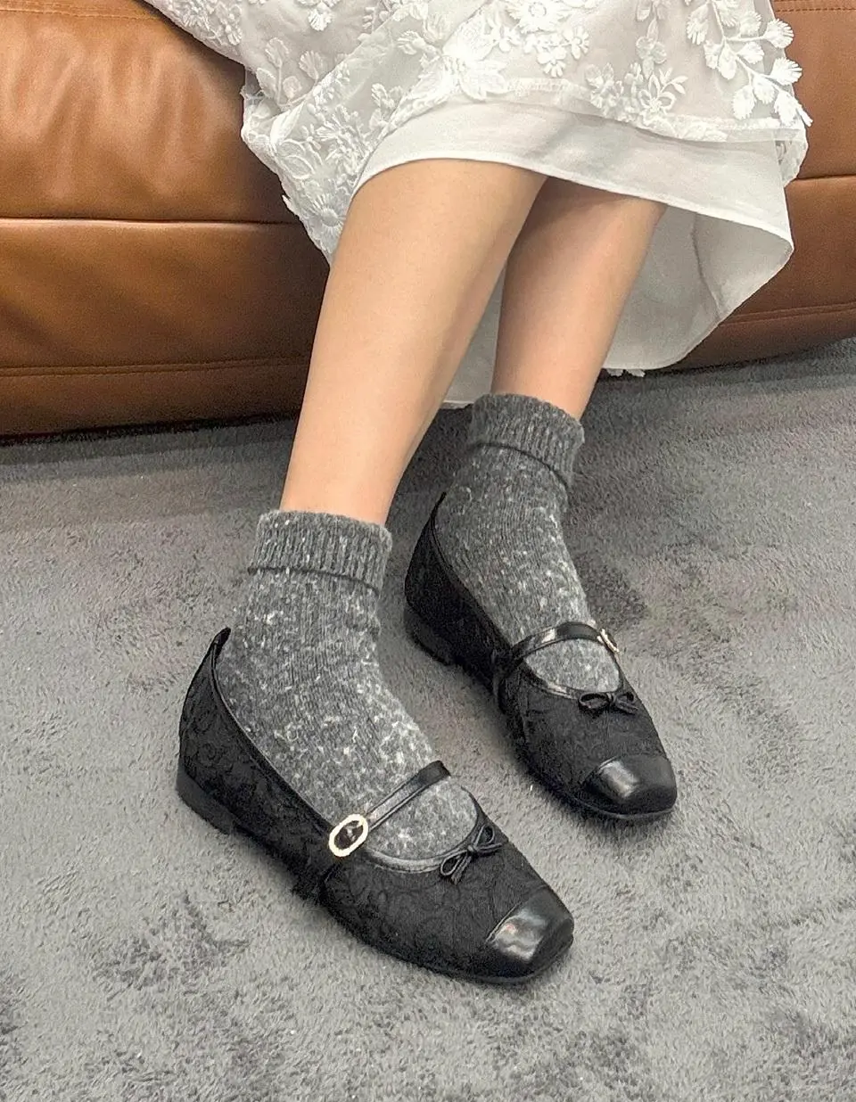 Giselle Flower Flats [Black]