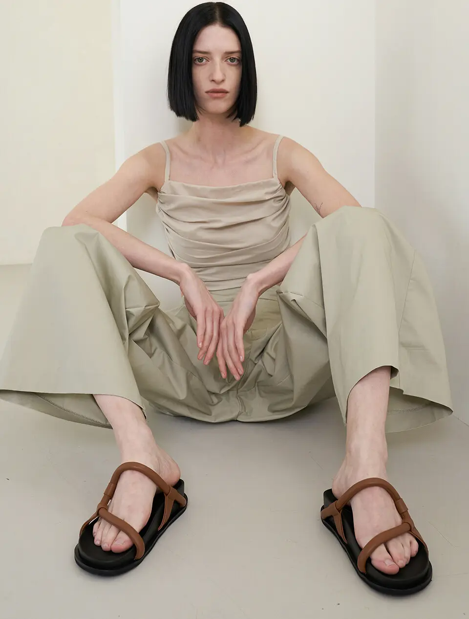 [SAMPLE SALE] Milo Slides Leather_Brown