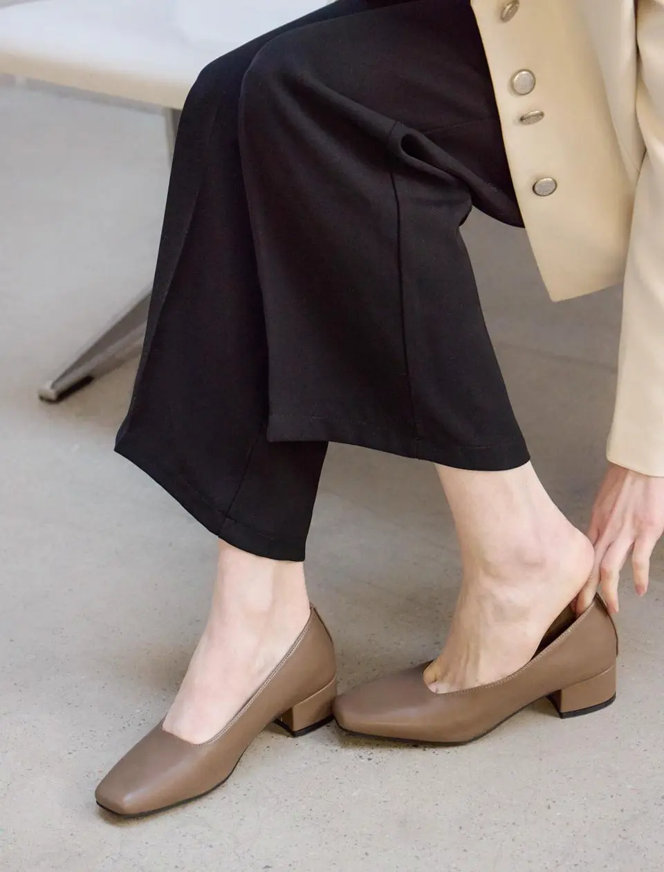 Rena Square Toe Basic 3.5cm Pumps (H305)