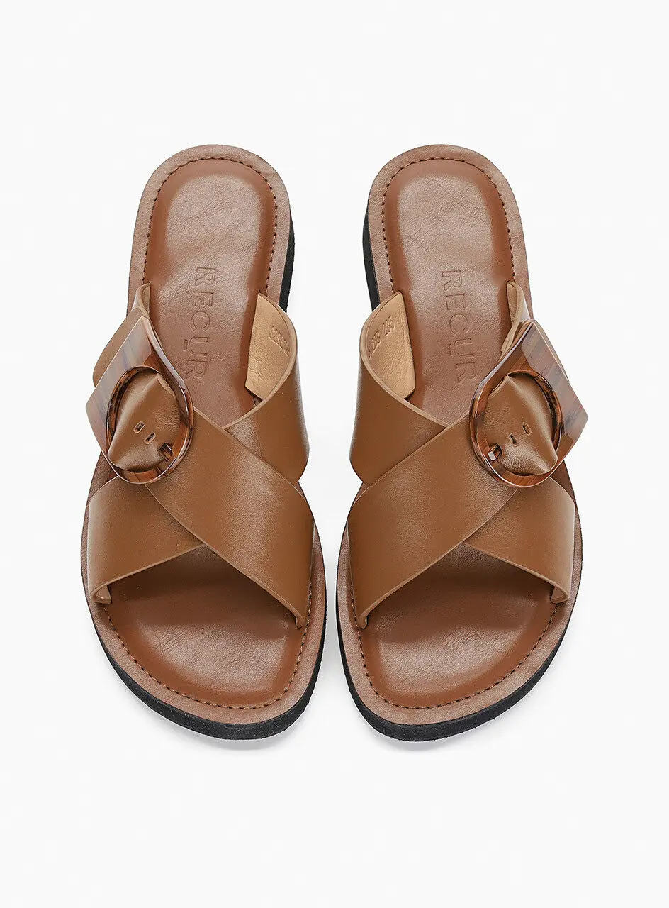 Anello Modern Platform Sandals - Brown