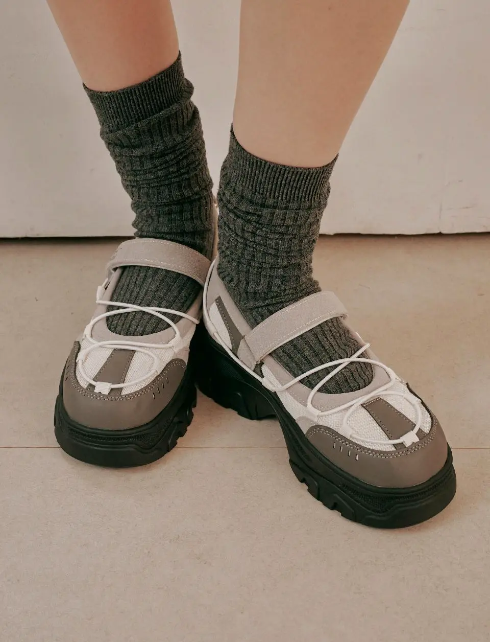 Platform Lace-up Mary Jane Sneakers (EBAL57525)