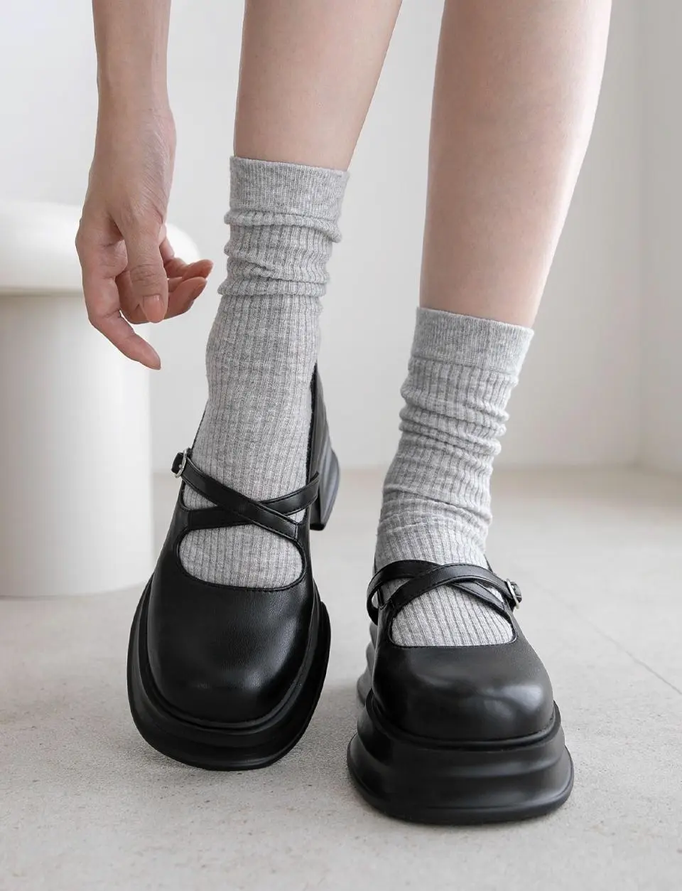 Double Lightweight Sole Maple Platform 7cm Mary Jane Shoes