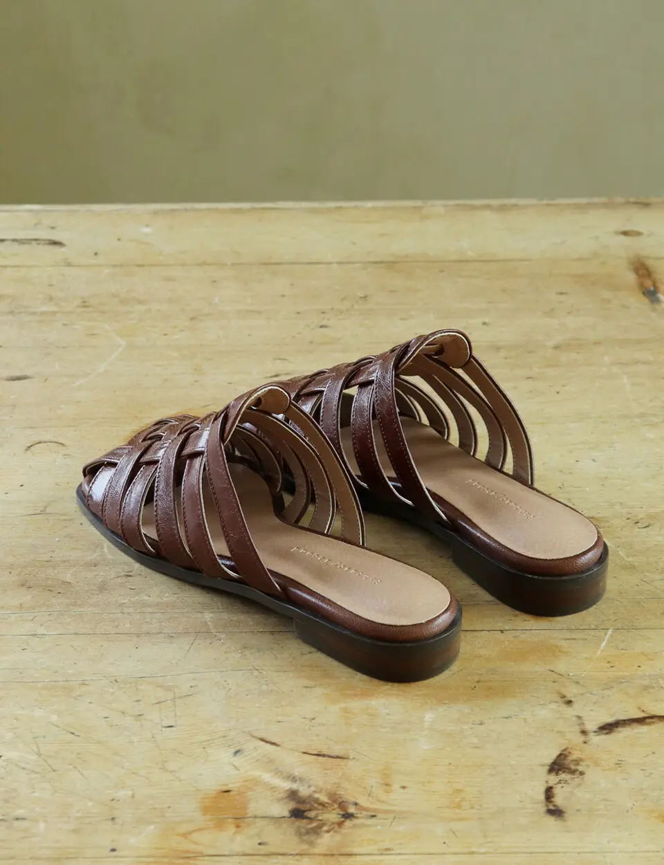 Papa Strap Cage Mules - Brown