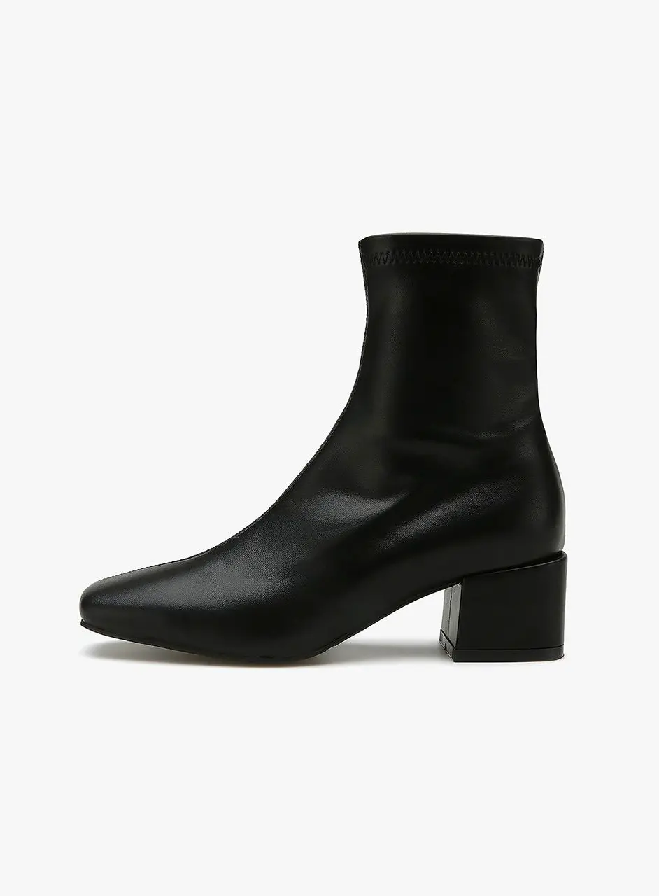 Square To Curve Line Spandex Ankle Boots(5cm)