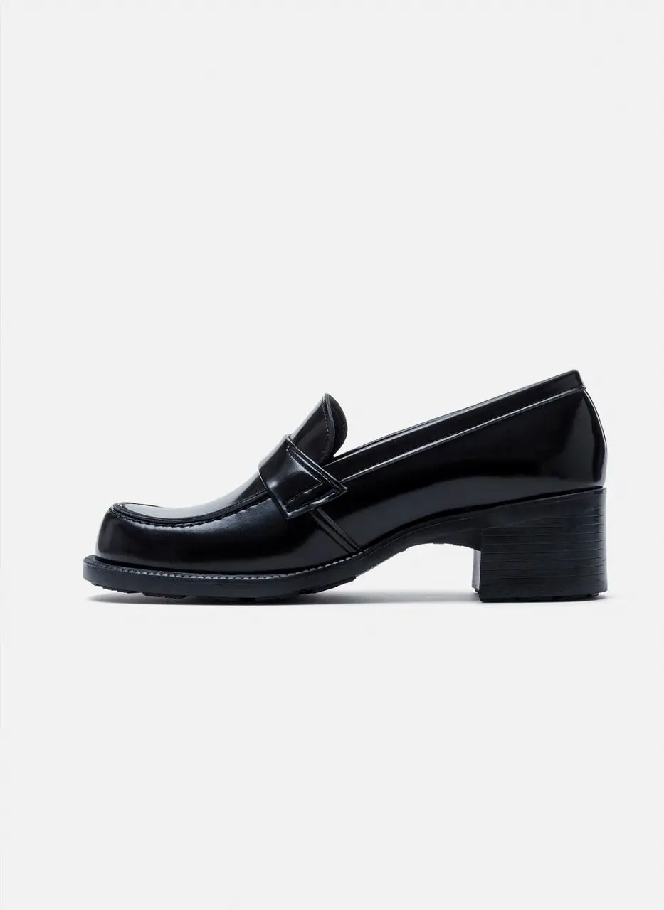 Belt Heel-up Round Square Toe Loafer [BLACK] (4710)